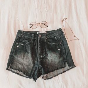black jean shorts!